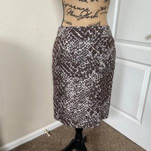 Loft, cotton and silk print, lined skirt Size 2.